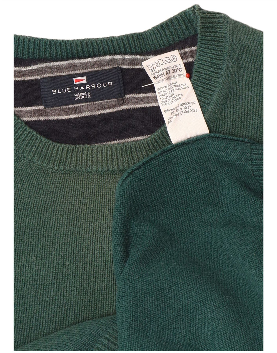 Ανδρικό πουλόβερ Marks & Spencer Blue Harbor Crew Neck Jumper Μεσαίο πράσινο
