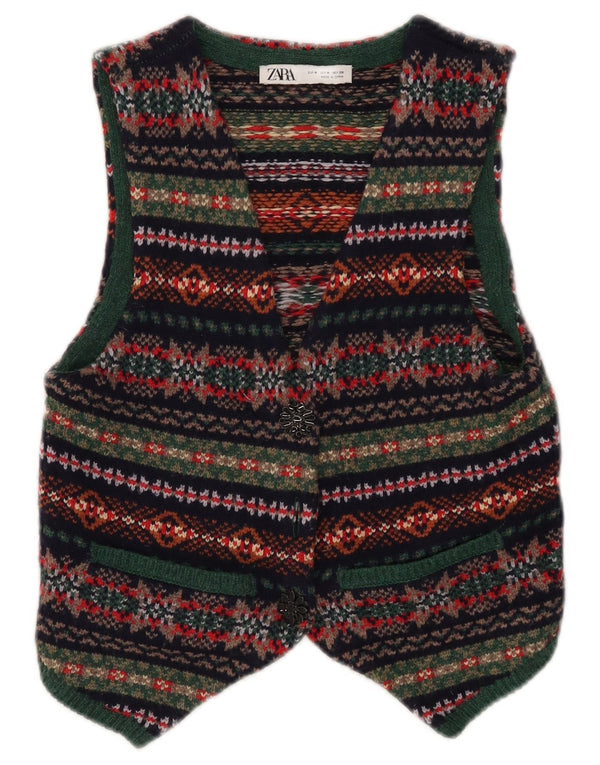 Zara Γυναικείο Γιλέκο Crop UK 12 μεσαίο πολύχρωμο μαλλί