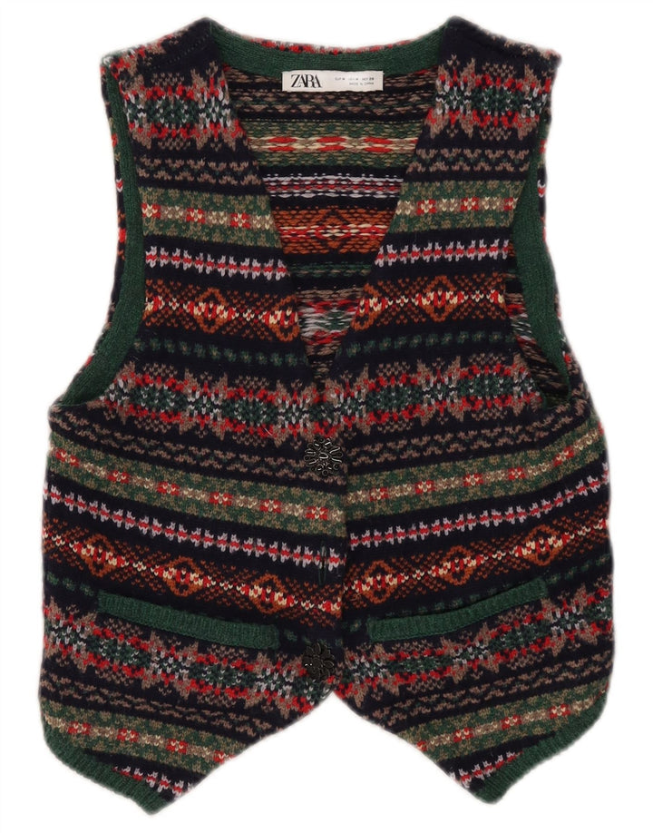Zara Γυναικείο Γιλέκο Crop UK 12 μεσαίο πολύχρωμο μαλλί