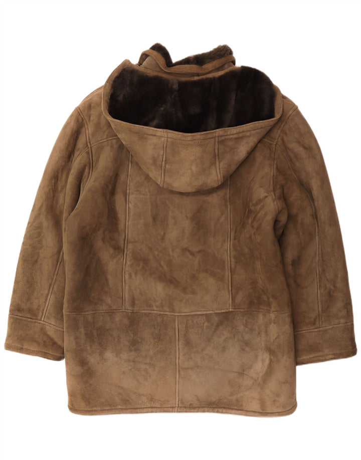 Vintage Ανδρικό παλτό Shearling με κουκούλα IT 54 2XL Khaki