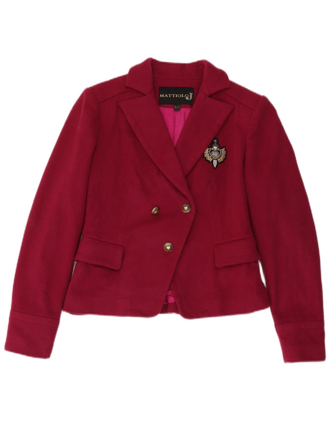 Gai Mattiolo Γυναικείο Μπουφάν Blazer με διπλό στήθος IT 42 Μεσαίο ροζ μαλλί