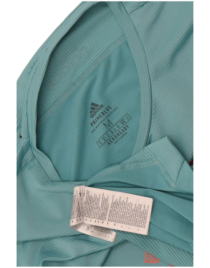 Adidas Ανδρικό γραφικό T-Shirt Aeroready Top μεσαίο τιρκουάζ πολυεστέρας