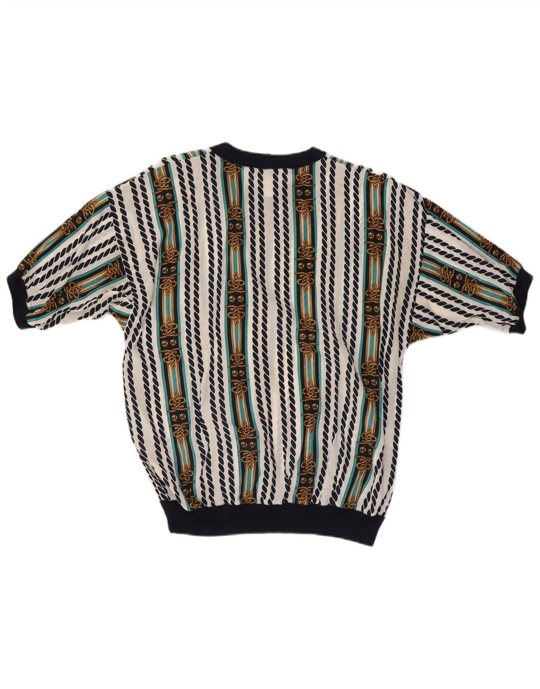 ENNEDI Γυναικεία Μπλούζα Τοπ UK 12 Μέτρια Λευκή Ριγέ Acetate