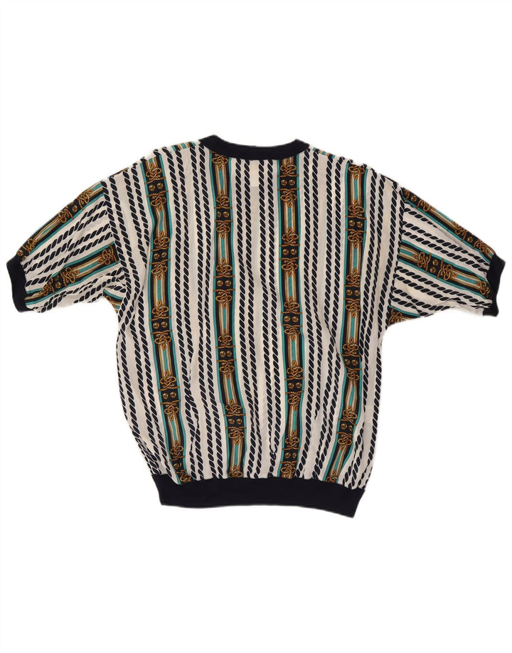 ENNEDI Γυναικεία Μπλούζα Τοπ UK 12 Μέτρια Λευκή Ριγέ Acetate