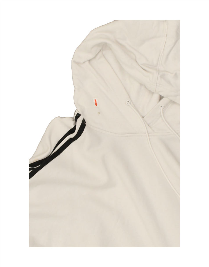 ADIDAS Womens Crop Hoodie Jumper UK 10 Small  Off White Cotton | Vintage Adidas | Thrift | Second-Hand Adidas | Used Clothing | Messina Hembry 