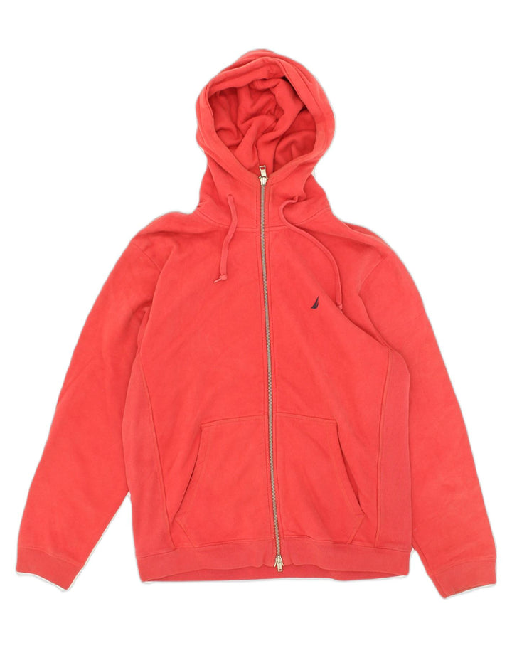 NAUTICA Mens Zip Hoodie Sweater Medium Red Cotton | Vintage Nautica | Thrift | Second-Hand Nautica | Used Clothing | Messina Hembry 