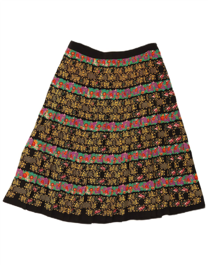 Vintage Γυναικεία Πλισέ Φούστα W28 Μεσαία Μαύρη Floral