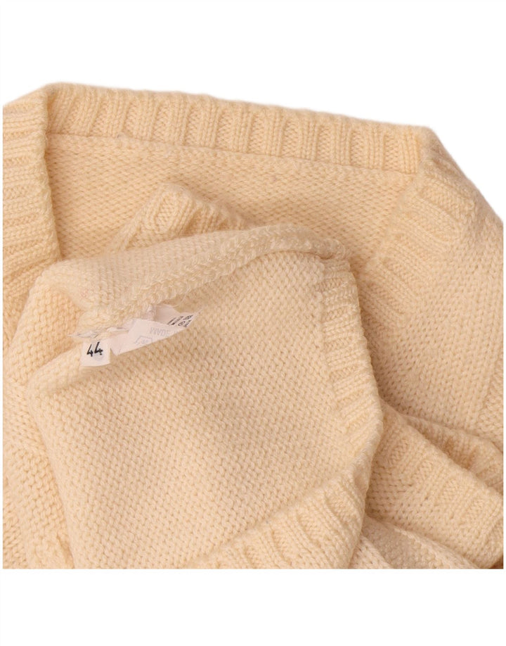 Vintage γυναικείο πουλόβερ με λαιμόκοψη IT 44 Medium Off White Μαλλί Merino