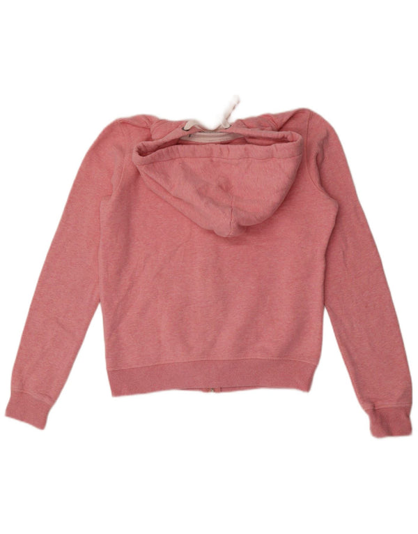 Jack Wills γυναικείο πουλόβερ με κουκούλα με φερμουάρ UK 10 μικρές βαμβακερές ροζ ίνες