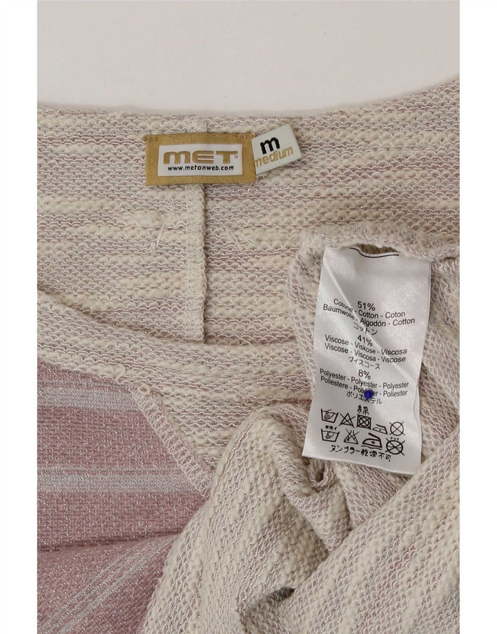 MET Γυναικεία Crop Μπλούζα Τοπ UK 14 Medium Pink ριγέ