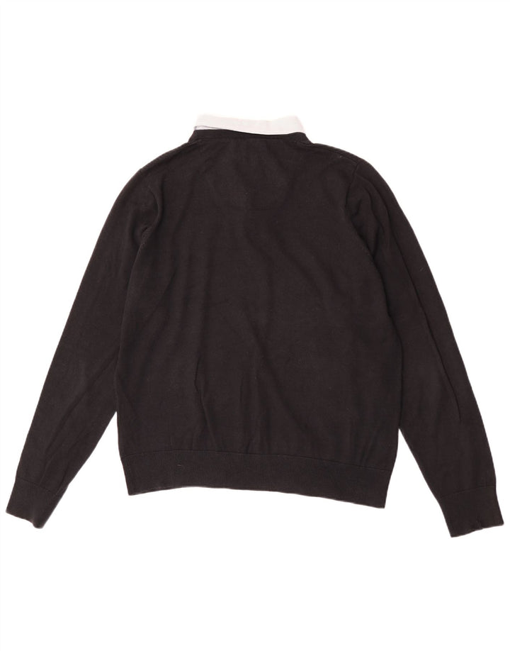 Ανδρικό πουλόβερ Marks & Spencer Autograph με V-Neck Jumper Μεσαίο μαύρο βαμβακερό