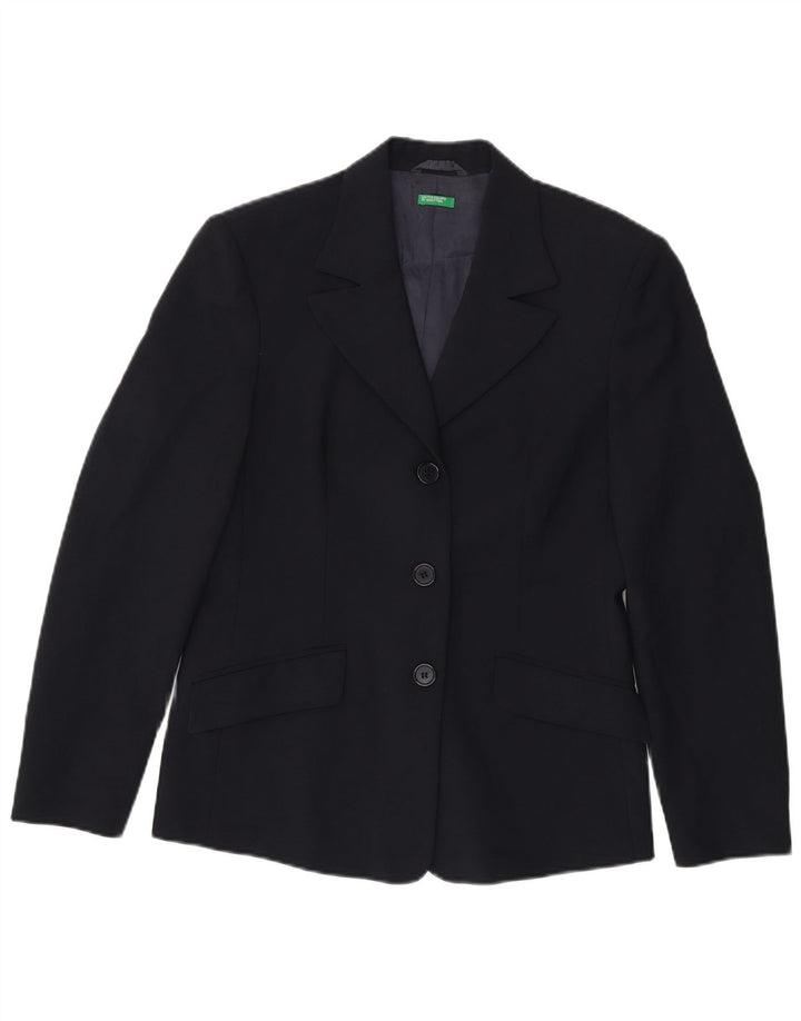 Benetton Γυναικείο μπουφάν 3 κουμπιών Blazer IT 44 Medium Navy Blue Polyester