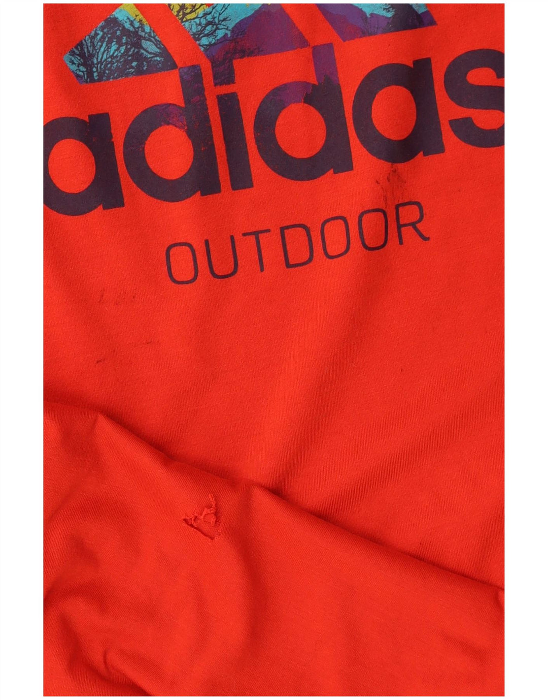 Adidas Ανδρικό γραφικό τοπ μακρυμάνικο UK 40/42 Μεσαίο κόκκινο πολυεστέρας