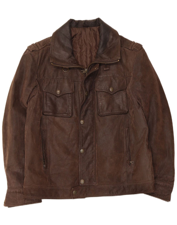 Vintage Ανδρικό Δερμάτινο Μπουφάν UK 40 Large Brown Δερμάτινο