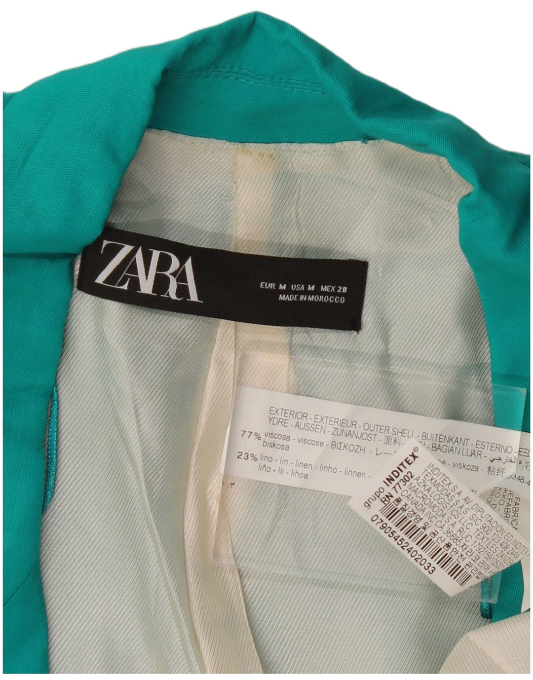 ZARA Γυναικείο Open Blazer Jacket UK 14 Medium Turquoise Viscose