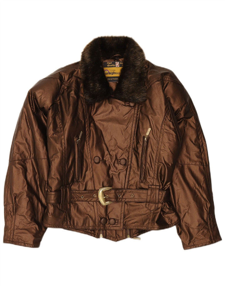 VINTAGE Womens Bomber Jacket UK 20 2XL Brown