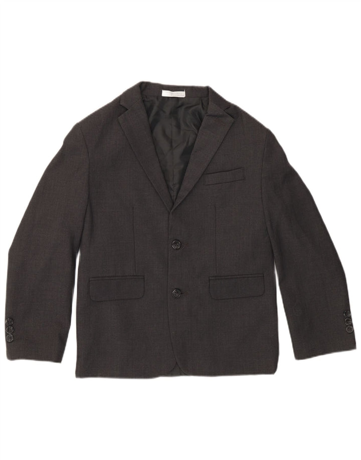 Izod Boys Husky 2 Button Blazer Jacket 9-10 Years Grey Polyester