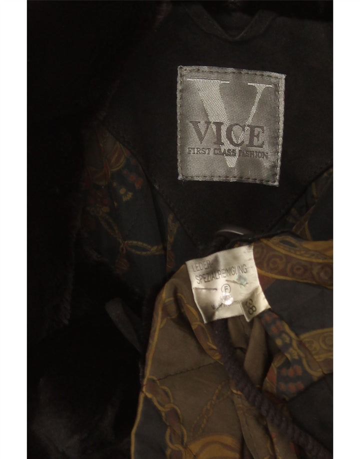 Vintage γυναικείο σουέτ υπερμεγέθη πανωφόρι EU 38, μεσαίο μαύρο δέρμα