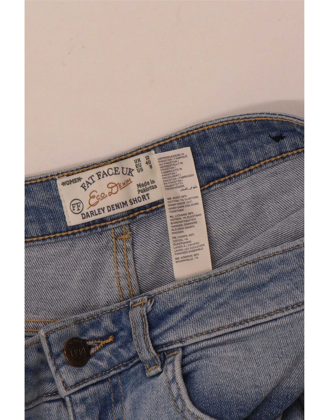 Fat Face Γυναικείο τζιν σορτς UK 12 Medium W30 Μπλε βαμβακερό
