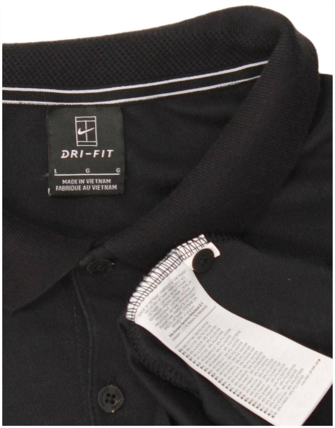 NIKE Mens Grant Fit Polo Shirt Large Black Cotton