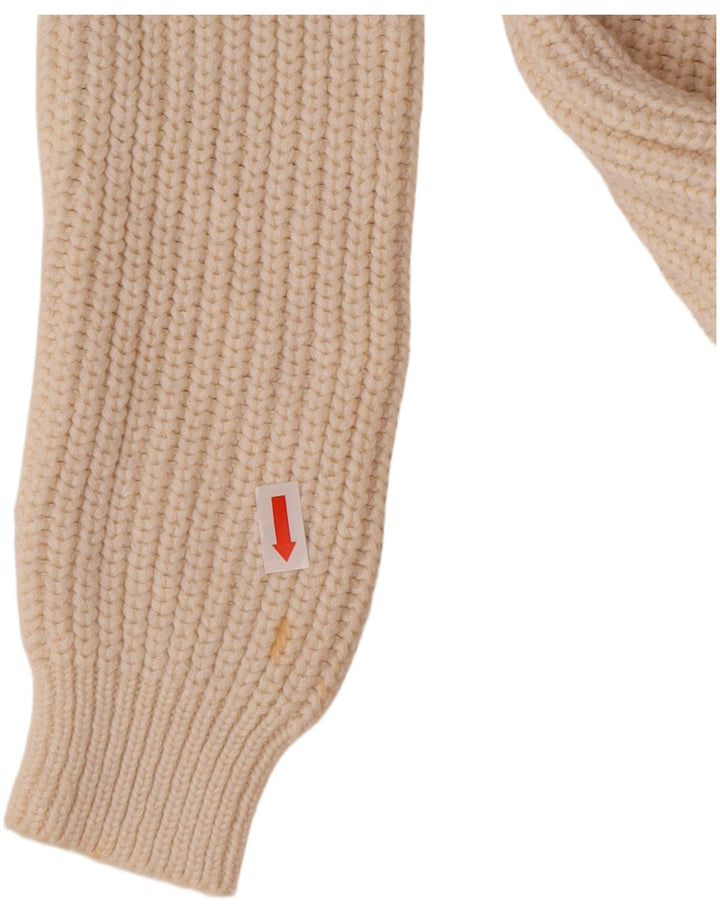 MASSIMO DUTTI Γυναικείο πουλόβερ ζακέτα με κουκούλα UK 6 XS Μπεζ βαμβακερό