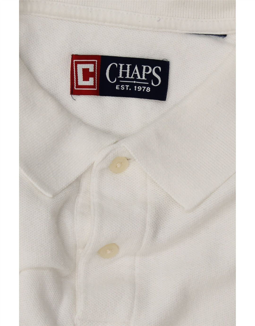 CHAPS Mens Polo Shirt Large White Vintage Chaps and Second-Hand Chaps from Messina Hembry 