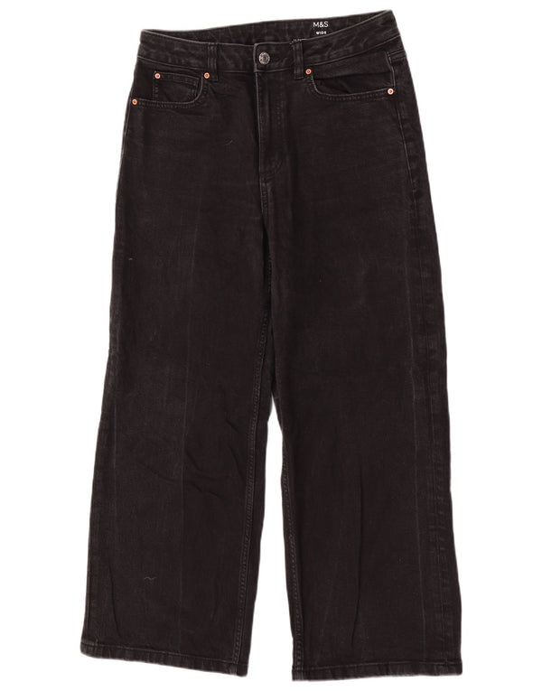 Marks & Spencer Γυναικείο τζιν φαρδύ πόδι UK 12 Medium W30 L28 μαύρο βαμβακερό