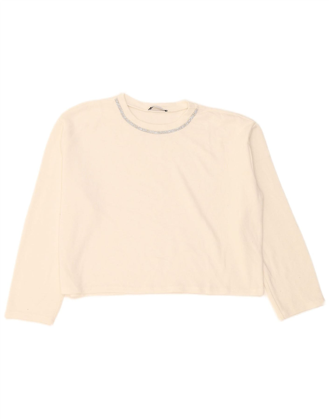 Zara Γυναικείο Crop Oversized τοπ μακρυμάνικο UK 14 Medium White