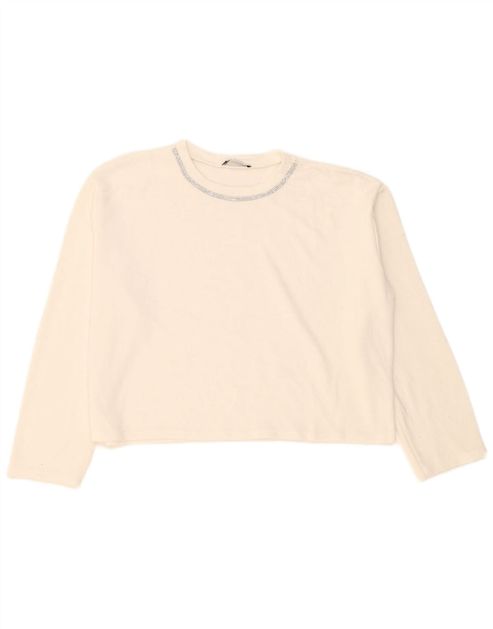 Zara Γυναικείο Crop Oversized τοπ μακρυμάνικο UK 14 Medium White