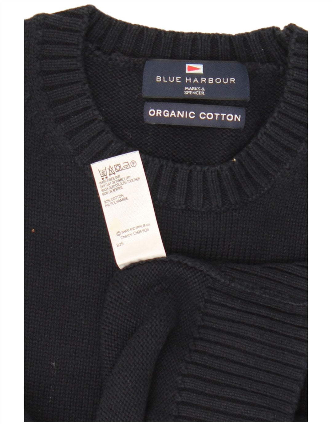 Marks & Spencer Ανδρικό μπλε πουλόβερ με λαιμόκοψη Harbor Crew Small Navy Blue