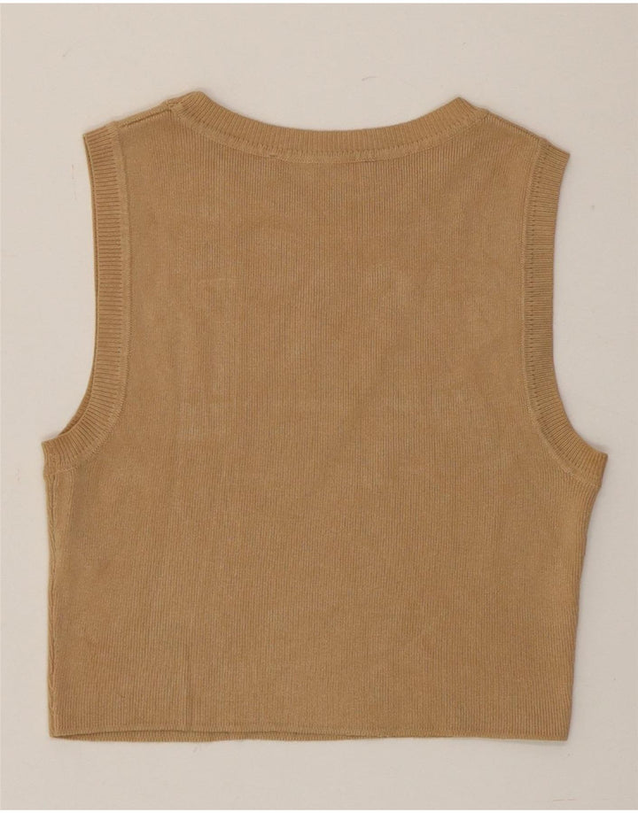 Zara Γυναικείο γιλέκο Crop Tank Top UK 12 μεσαία καφέ βισκόζη
