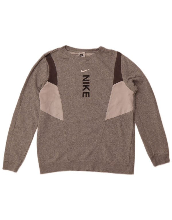 Γραφικό φούτερ Nike Girls Jumper 13-14 Years XL Grey Colourblock Cotton