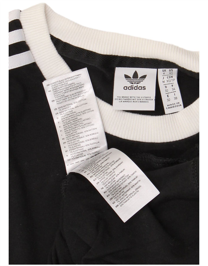 ADIDAS Womens Top Long Sleeve UK 6 XS  Black Cotton
