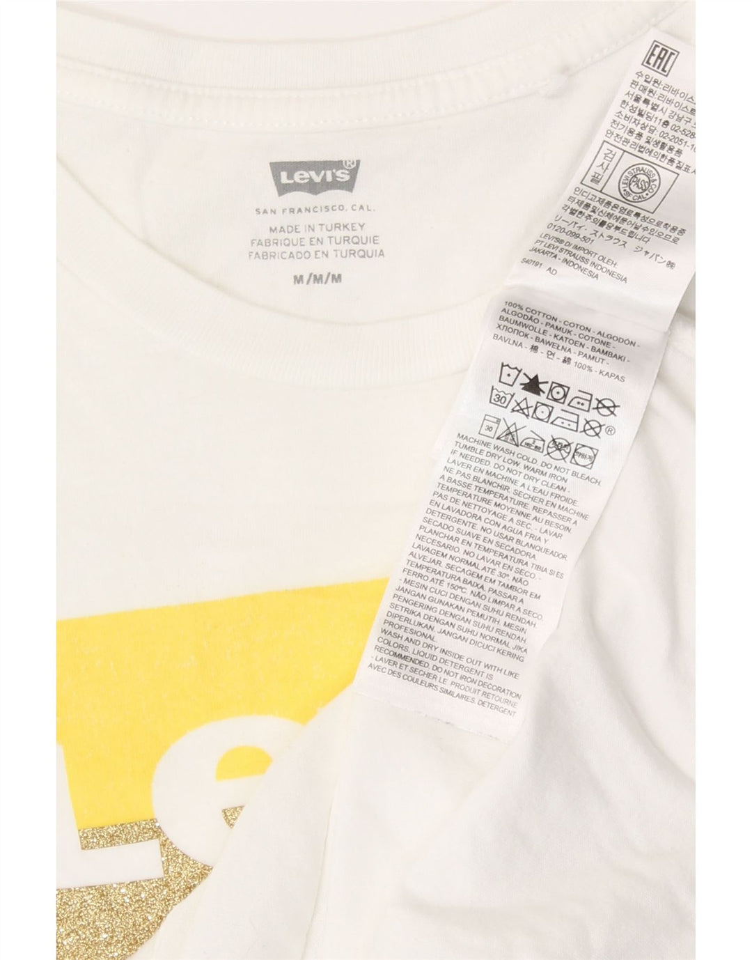Γυναικείο γραφικό μπλουζάκι Levi's Top UK 14 μεσαίο λευκό βαμβακερό