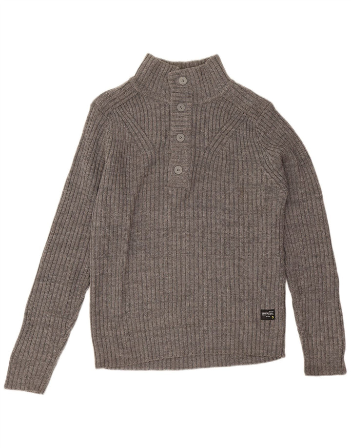 Jack & Jones Ανδρικό πουλόβερ με κουμπιά λαιμόκοψης μεγάλο γκρι βαμβακερό