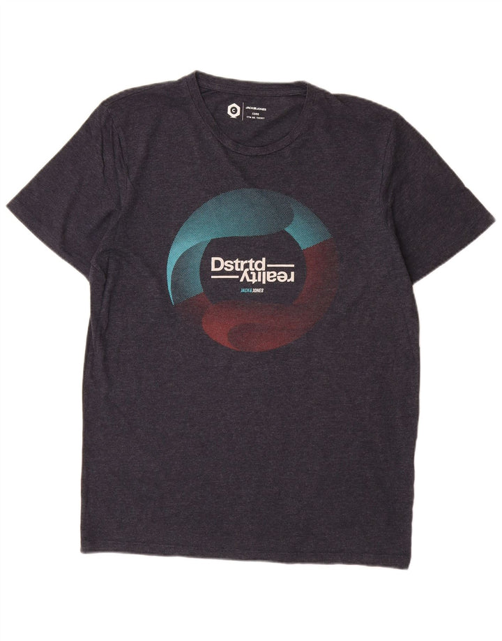 Jack & Jones Ανδρικό γραφικό T-Shirt Top Large Navy Blue