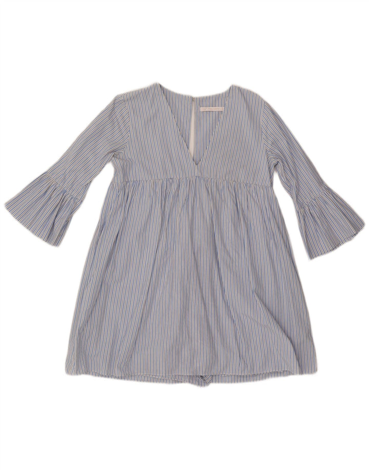 ZARA Γυναικείο Playsuit 3/4 UK 10 Small Blue ριγέ