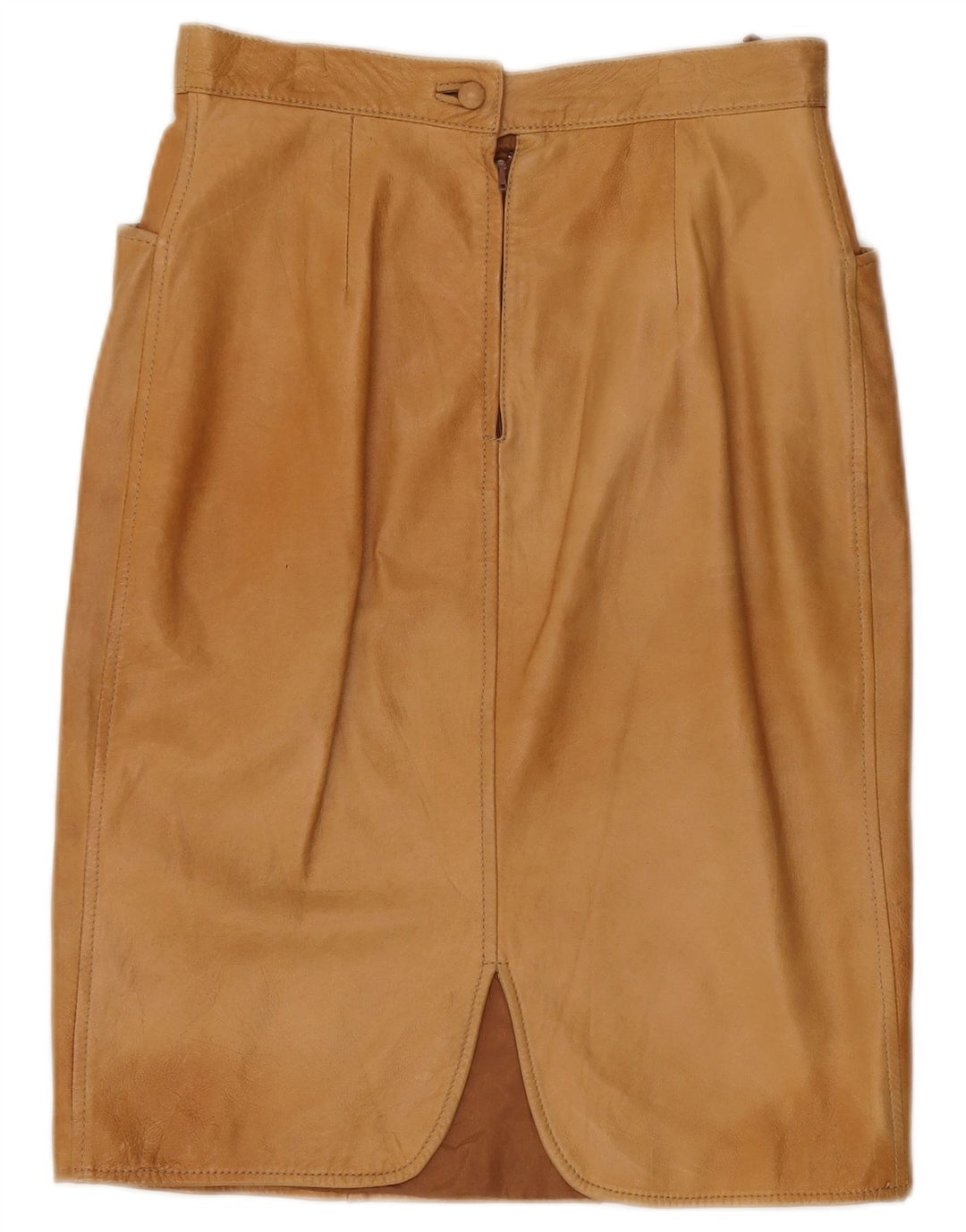 Vintage Γυναικεία Δερμάτινη Φούστα IT 44 Medium W30 Beige