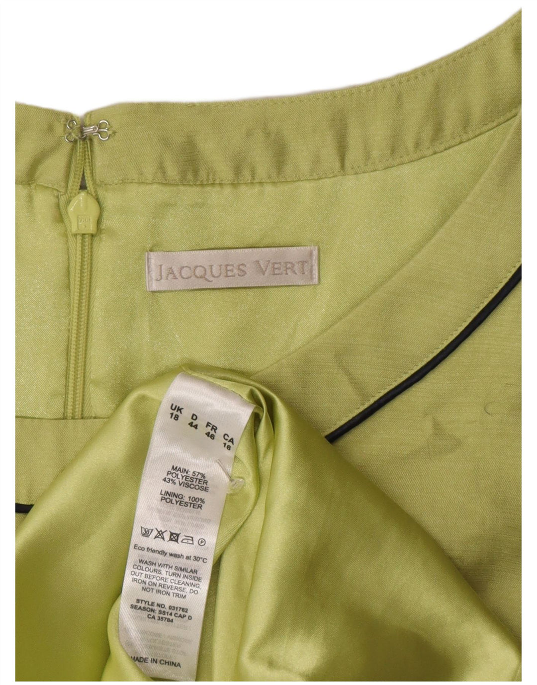 Γυναικείο αμάνικο φόρεμα Jacques Vert UK 18 XL πράσινο πολυεστέρα