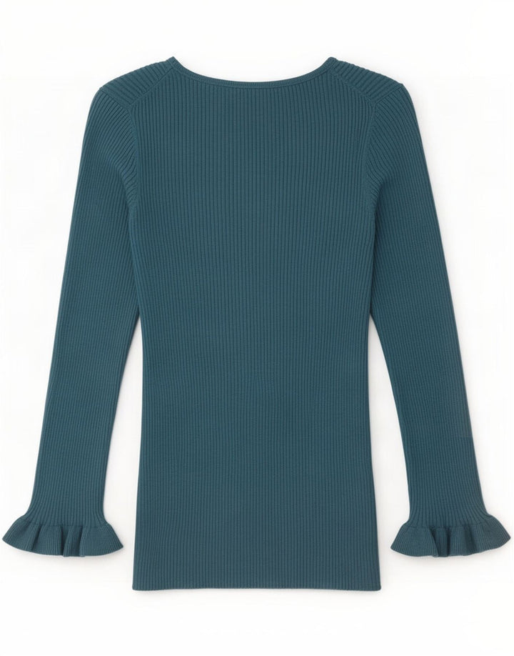 Massimo Dutti Γυναικείο μακρυμάνικο τοπ UK 12 μεσαίο μπλε μετάξι
