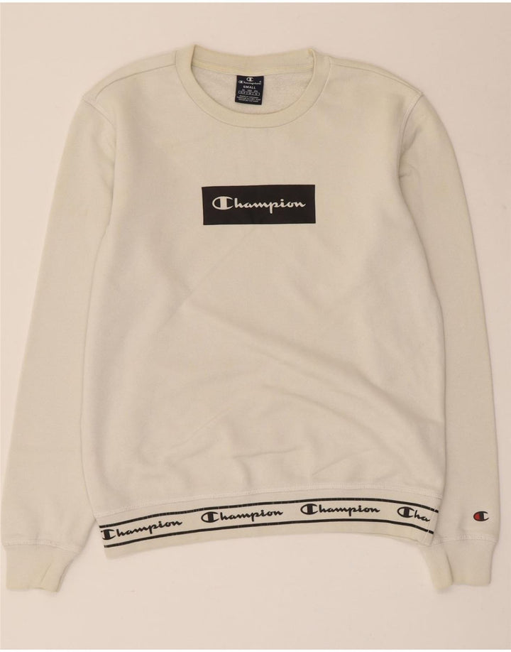 CHAMPION Ανδρικό γραφικό φούτερ Jumper Μικρό λευκό βαμβακερό