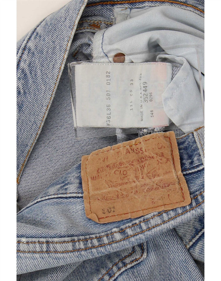Levi's Mens 501 Distressed Straight Jeans W36 L28 Μπλε βαμβακερό