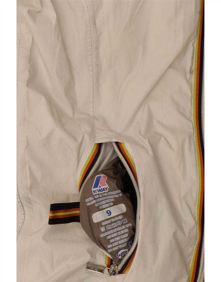 K-WAY Girls Hooded Reversible Padded Jacket 8-9 Years White Polyamide