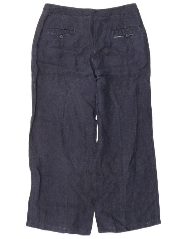 TRUSSARDI Γυναικείο φαρδύ παντελόνι Chino IT 44 Medium W30 L28 Navy Blue