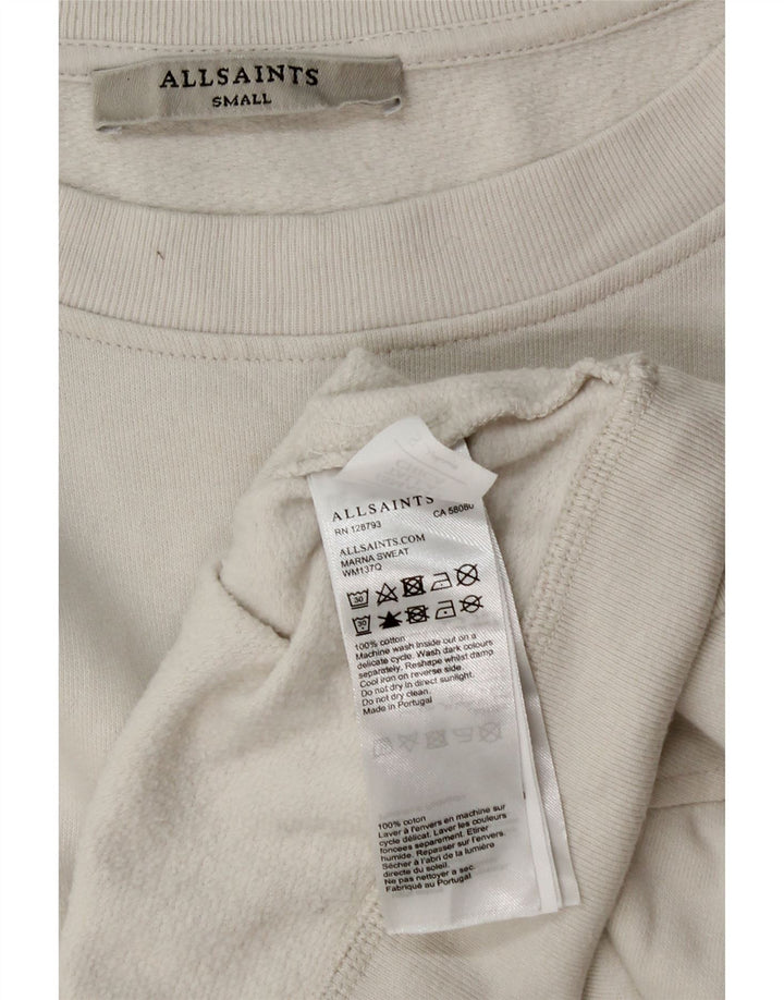 ALL SAINTS Womens Oversized Crop Sweatshirt Jumper UK 10 Small White