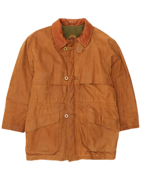 Vintage Ανδρικό Δερμάτινο Αντιανεμικό Μπουφάν IT 46 Small Brown Δερμάτινο