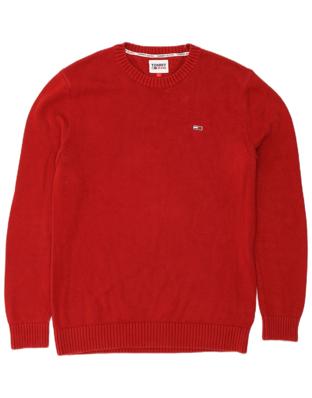 Ανδρικό πουλόβερ με λαιμόκοψη Tommy Hilfiger Μικρό βαμβακερό κόκκινο