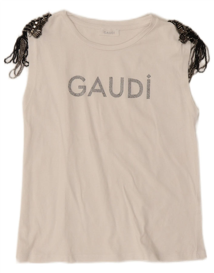 Γυναικείο γραφικό γιλέκο Gaudi Top UK 10 Small White