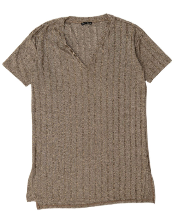 Zara Womens Oversized T-Shirt Dress UK 14 Medium Grey Striped