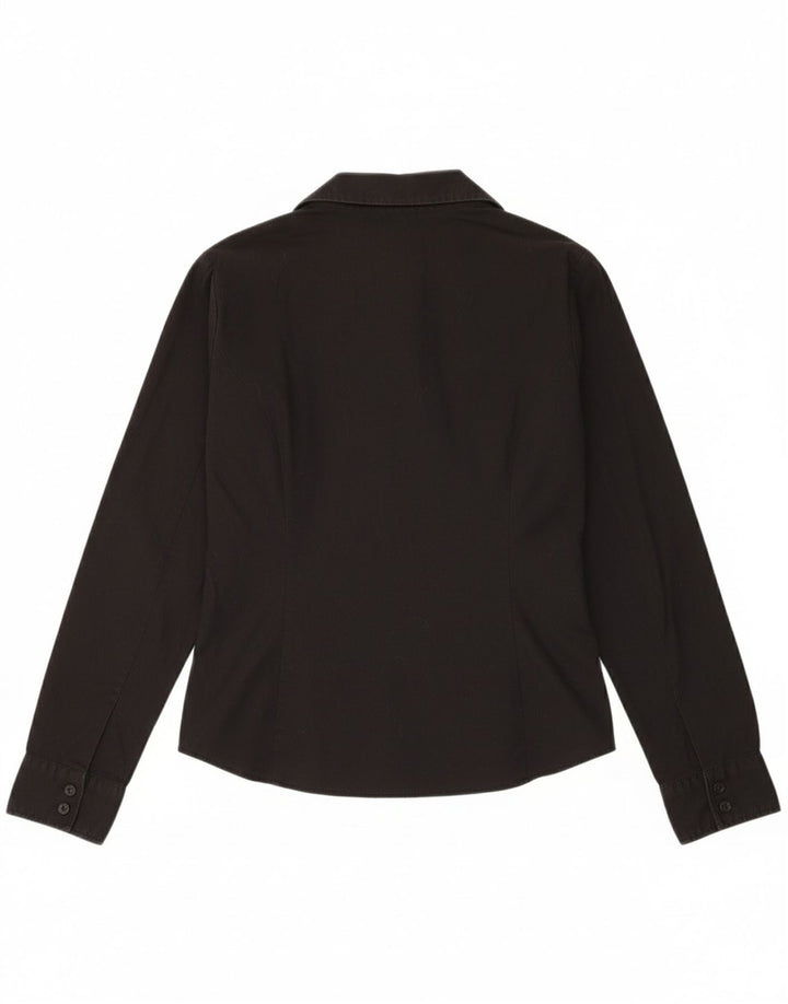 BENETTON Womens Pullover Shirt UK 14 Medium Black Cotton